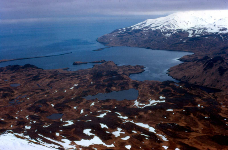 Adak, Shagak Bay from Mt. Reed - May 1974  Photo by Michael Hein