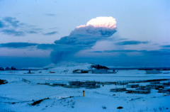 Adak, Mt. Sitkin eruption - Feb. 19, 1974  Photo by Michael Hein