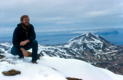 Adak, Near summit of Mt. Reed, OT John Dempsey - May 1974  Photo by Michael Hein