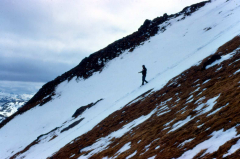 Adak, Mt. Reed, OT John Dempsey (much easier coming down!) - May 1974  Photo by Michael Hein