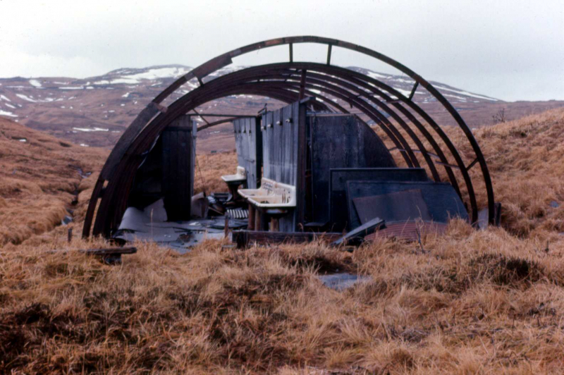 Adak, Road to Finger Bay, WWII huts - Jan. 1974  Photo by Michael Hein
