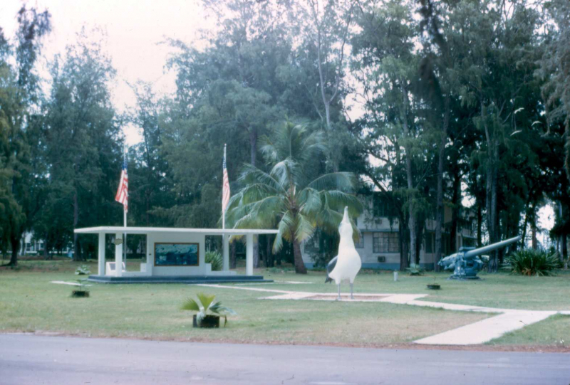 Midway Island, gooney bird monument - Sept. 1974  Photo by Michael Hein