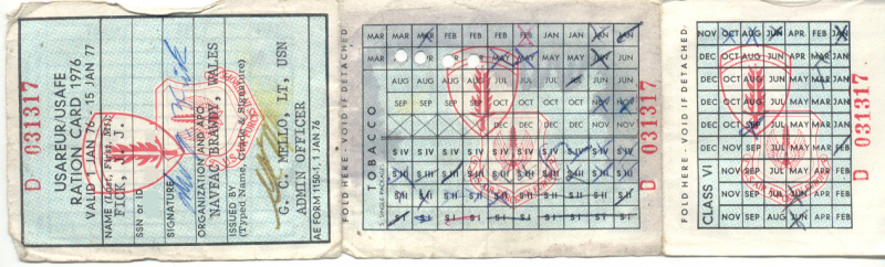 Brawdy Ration Card Front 1976