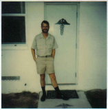 Grand Turk - HM2/ENS Yale at door to Sick Bay 1977