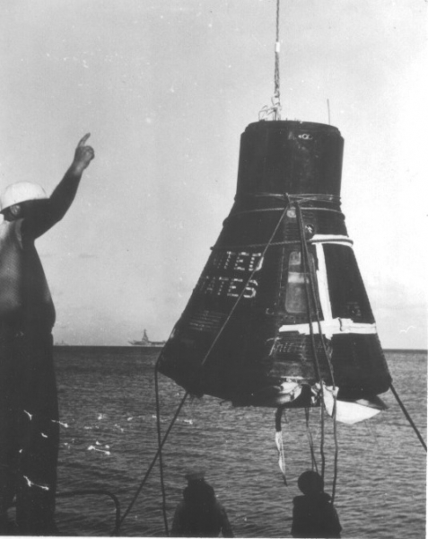 Friendship 7 capsule - USS Randolph in background