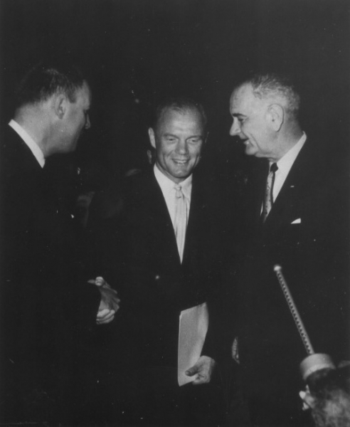 John Glenn w/ VP Johnson, Turks AAFB 1962