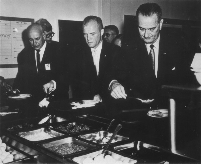 John Glenn w/ VP Johnson Turks AAFB mess hall 1962