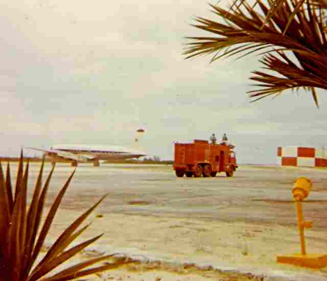 MAC DC6 and San Sal fire crew, 1969.  Much improved transport after retirement of C124 service.