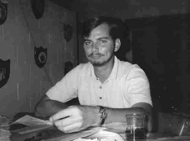 My attempt at growing a beard. (1969)  Was too embarressed to keep it due to lack of growth.