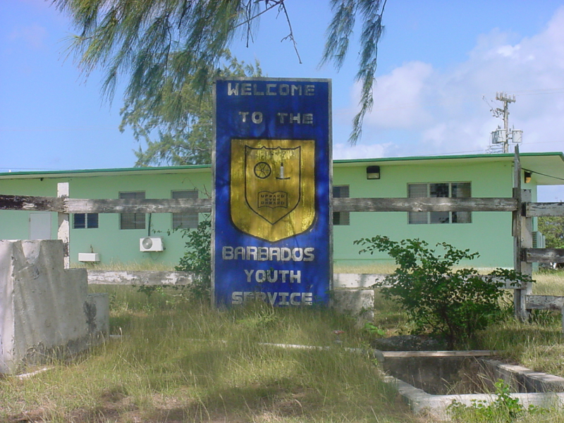 Navfac Barbados sign and back of Admin