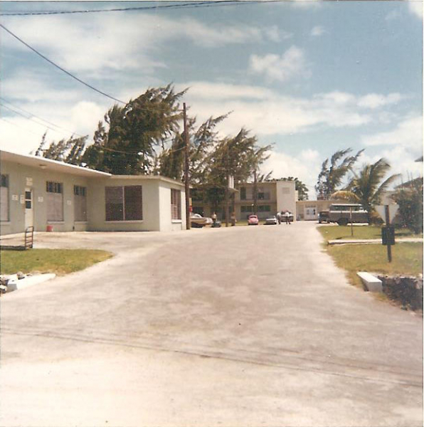 Store and club on left looking toward barracks