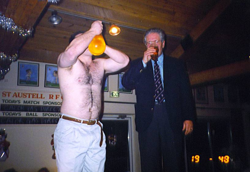 Derek honoring his reenlistment with a beverage of choice...