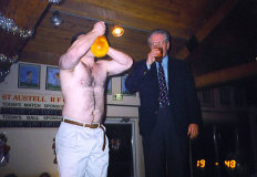 Derek honoring his reenlistment with a beverage of choice...