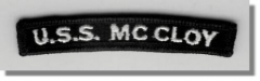 USS MCCLOY (DE/FF-1038) SHOULDER PATCH