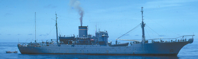 USNS Albert J. Myer (T-ARC 6) in 1967 (before she got bow sheaves)