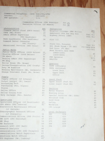 NAVFAC Point Sur, Admin Bldg Telco Closet