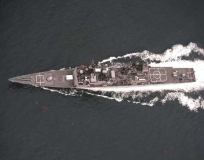 OVERHEAD VIEW USS CUSHING (DD-985) TASS SHIP