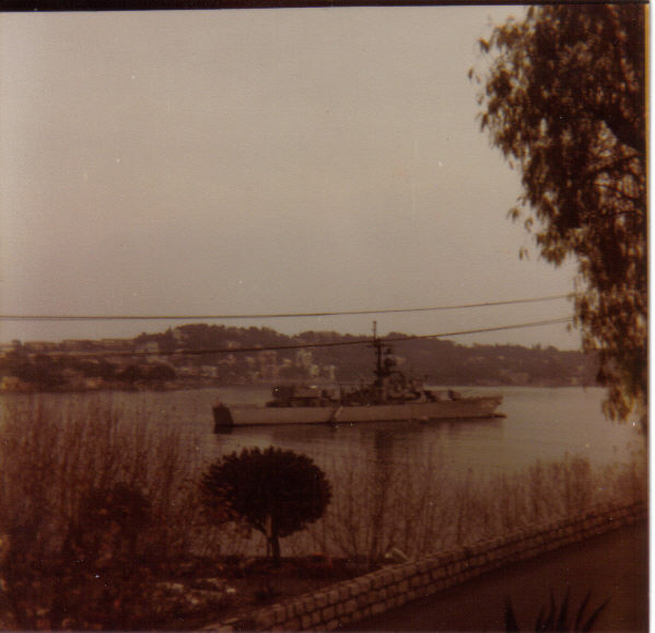 USS Garcia anchored off Villefarnce, France 80-81 Med